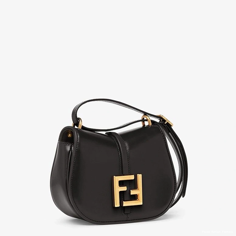 Affordable HOT Fendi Mini Black Bag In C'mon Leather Calf 0806